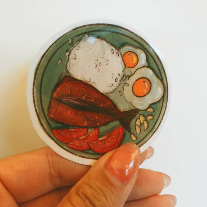 Claudine Castro Art - Wholesale Sticker - Bangus Silog / Bangsilog Cute Food Stickers, Filipino Food Art, Laminated Waterproof Vinyl Laptop Stickers