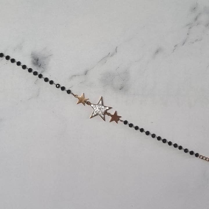 Rachel beauté bien-être - Wholesale Charm/Dangle Bracelet - Star Gold Strass Bracelet – Zirconium & Stainless Steel1