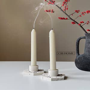 Ivory with White Floral Hand-Painted Taper Candles, Set of 2 Marketplace  Candles by undefined