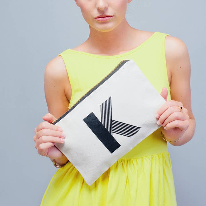 Large Initial Canvas Pouch for wholesale by Alphabet Bags