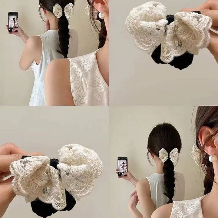 SWEET LACE TENDER BOW LARGE INTESTINE HAIR TIE_CWAHA1277 for wholesale by ACCITY