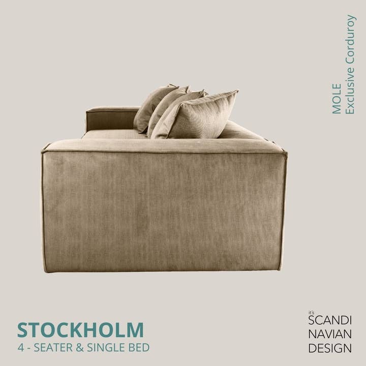 Taupe Canapé-lit 4 places Stockholm Exclusif Velours côtelé Taupe housse amovible et lavable en vente sur Faire15