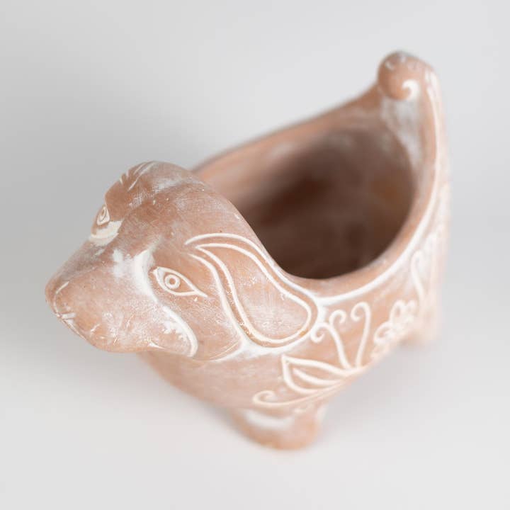 Ten Thousand Villages - Wholesale Plant Pot - Terracotta Dog Planter 4.75"1