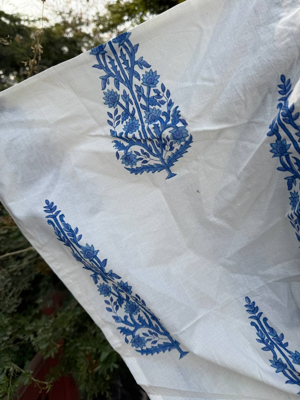 bhavnas boutique - Wholesale Kaftan - Women's - White Cotton Maxi Dress Block Print Women Long Kaftan Dress2