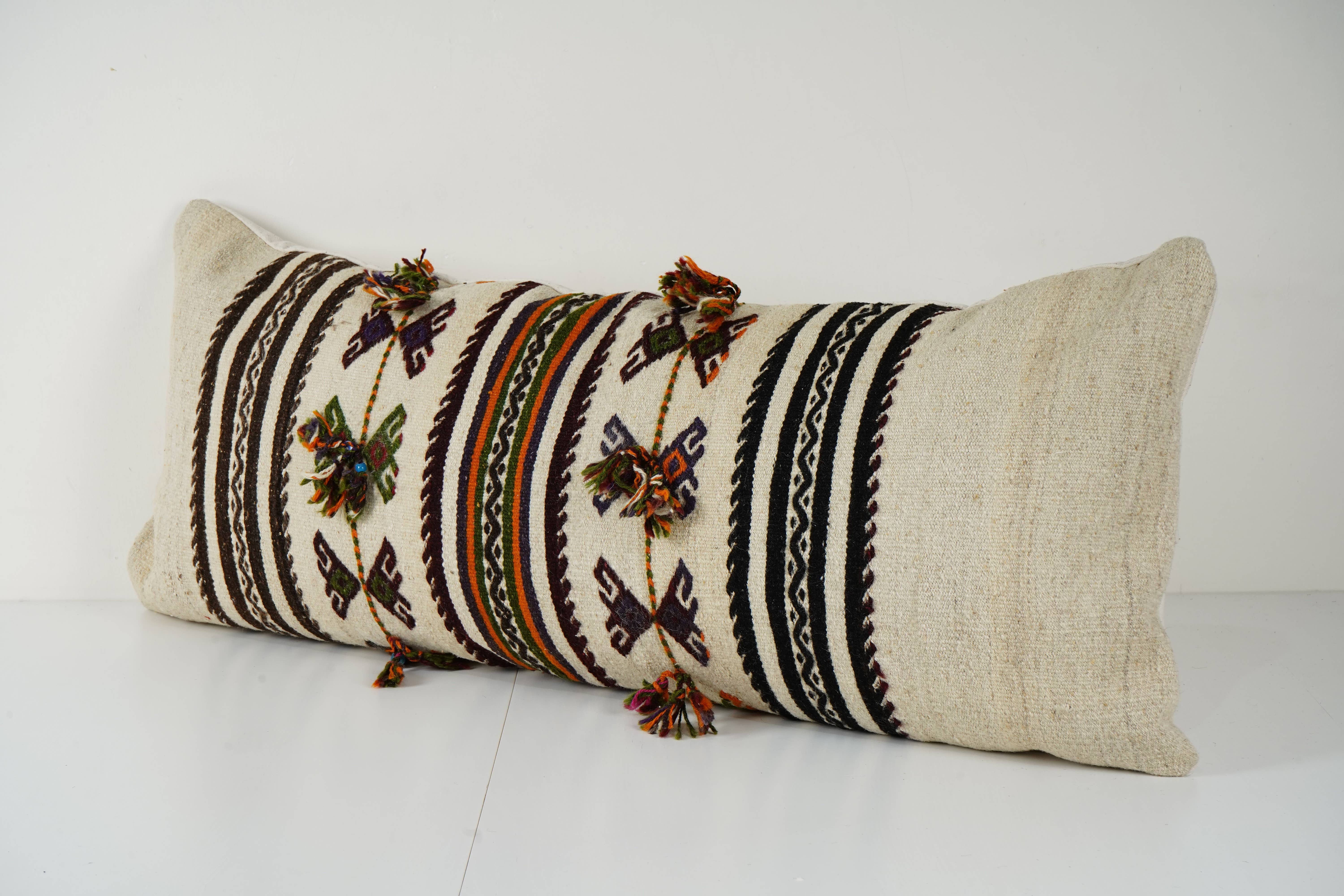Vintage Pillows Store - Wholesale Lumbar pillow - Organic Turkish Bedding Kilim Pillow Cover - Extra Long 2