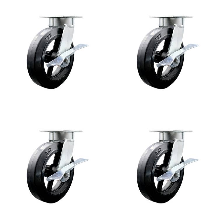 8 Inch Kingpinless Rubber on Steel Swivel Set s for wholesale by Service Caster