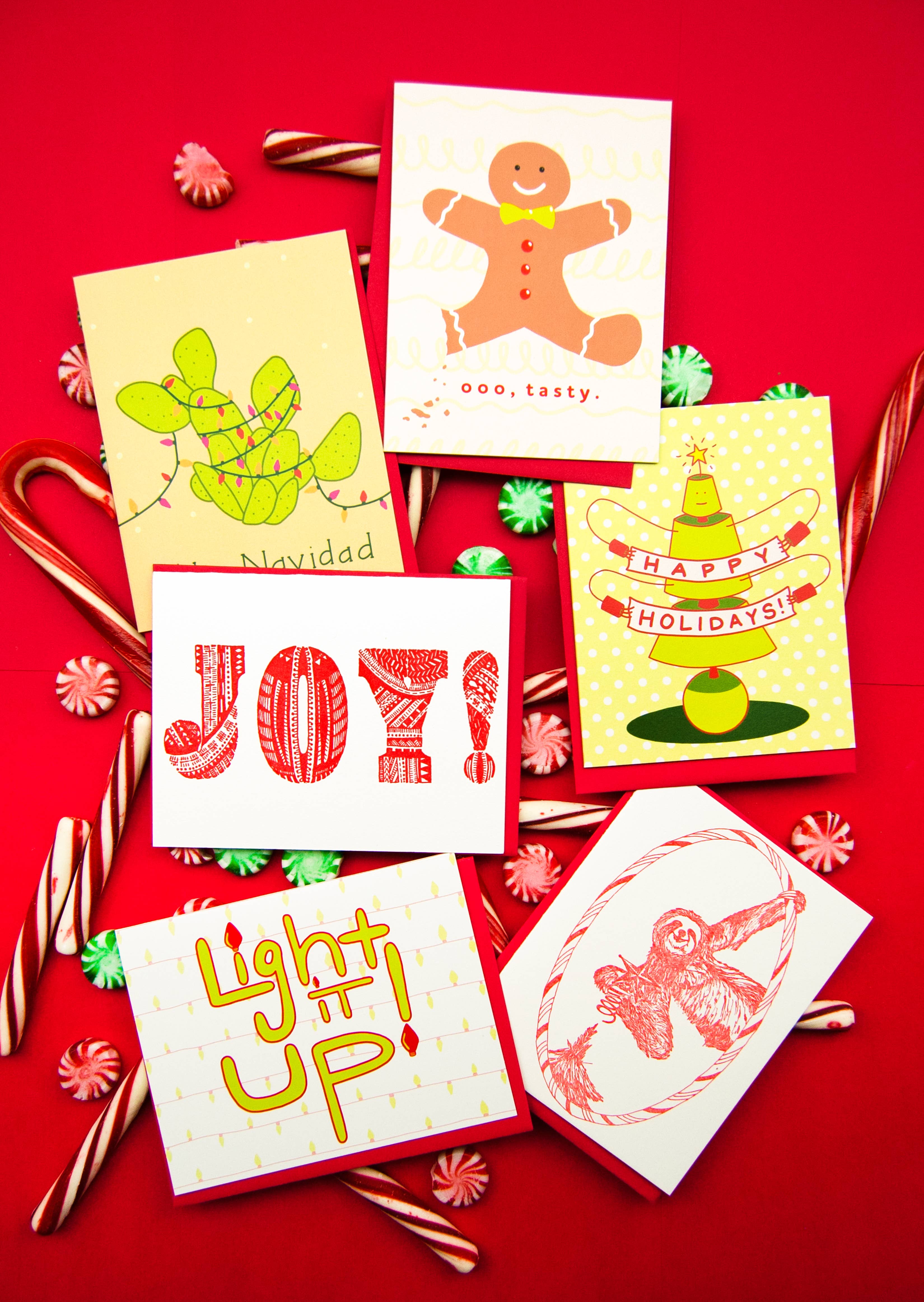 Cat Snapp Studio - Wholesale Everyday Greeting Card - Joy! Letterpress Greeting Card - Boxed Set of 61