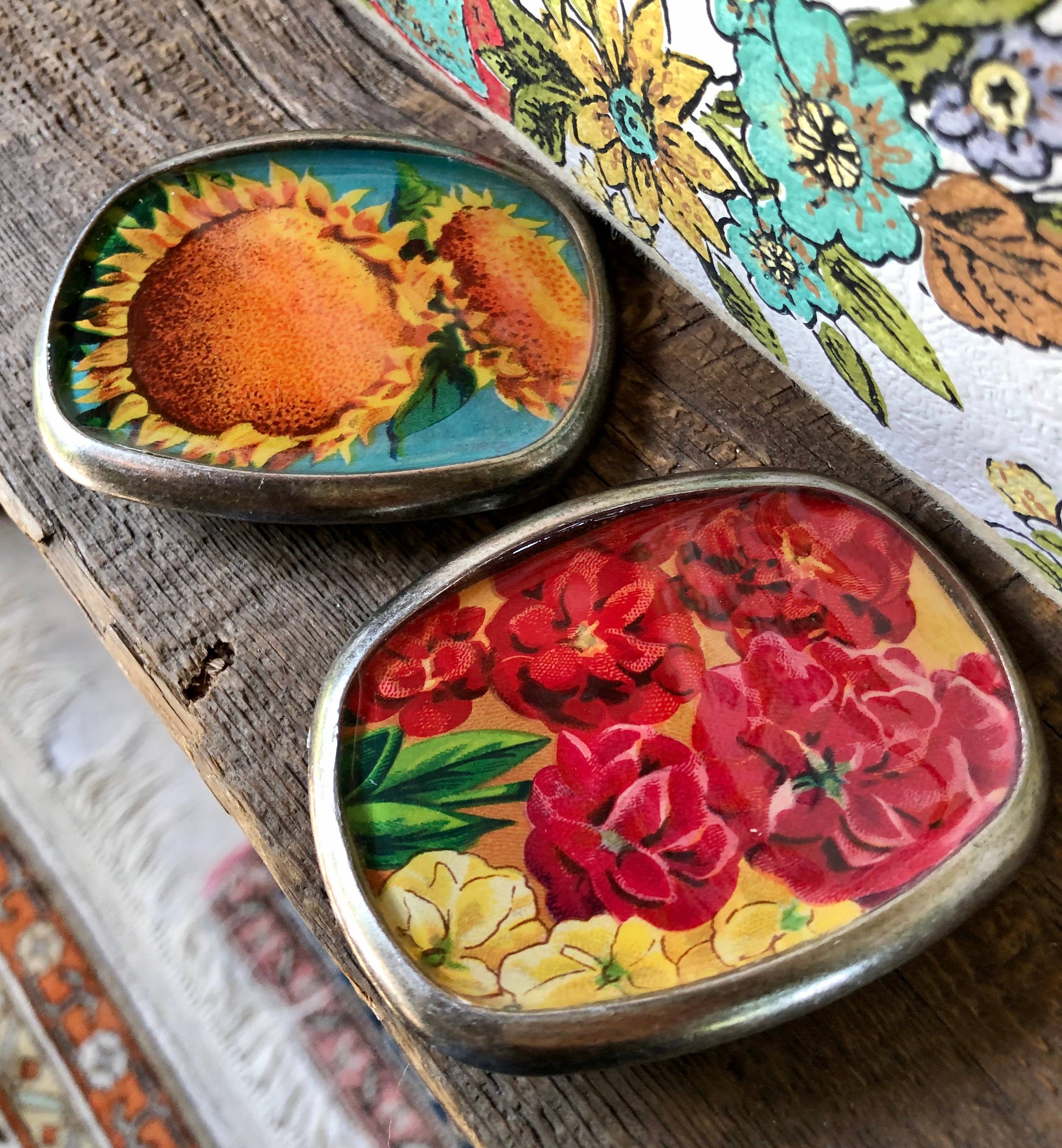 joeyfivecents - Vente Boucle de ceinture – femme - Boucle de ceinture, botanique - fleurs, couleur jardin, saturée7