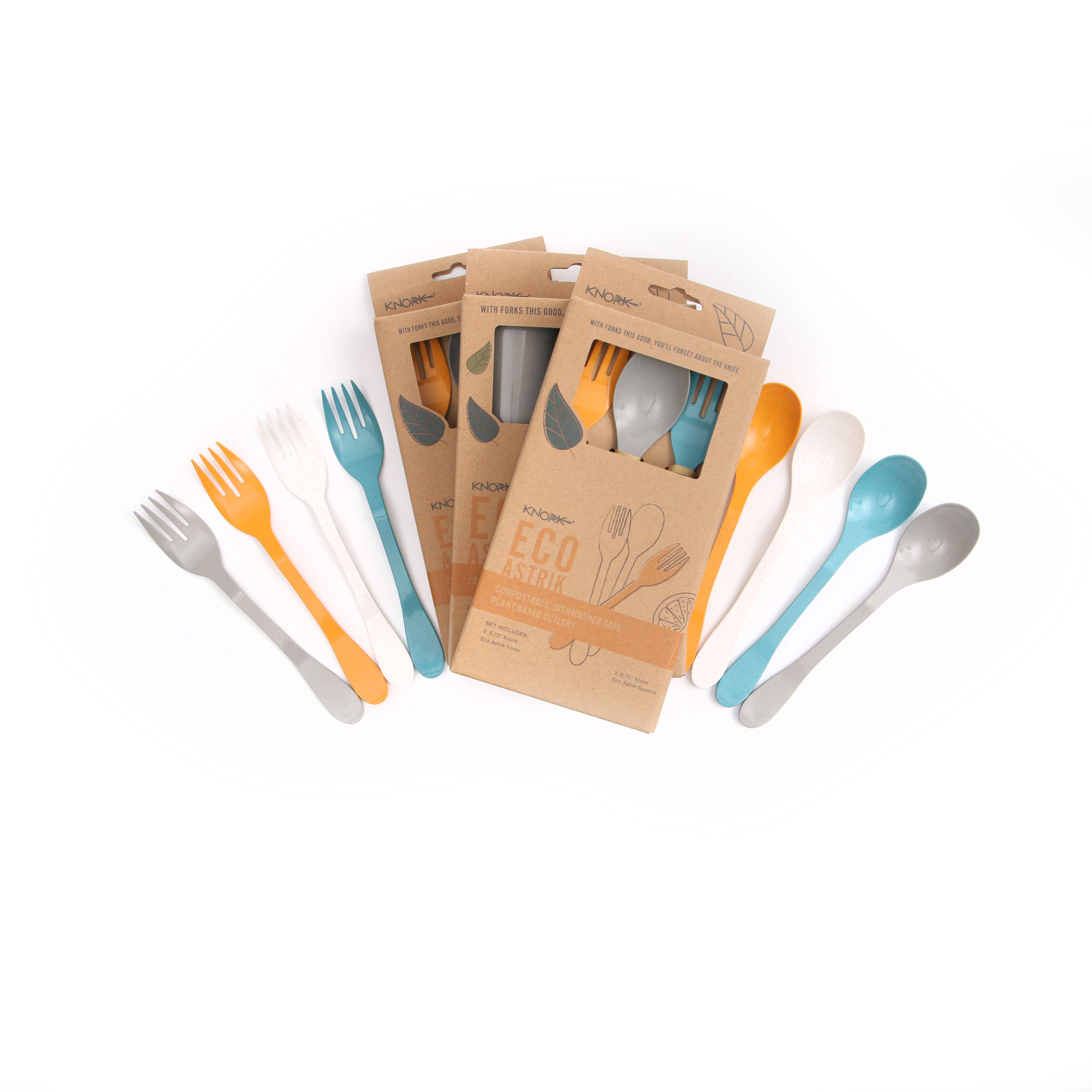 Knork Flatware – wholesale Assorted cutlery set – Knork Eco Plant Utensils Plus Carry Case Set7