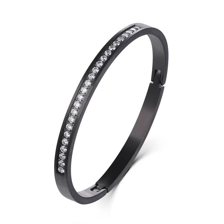 BG333B B.Tiff Black Eternity 25 Bangle Bracelet for wholesale by B.Tiff