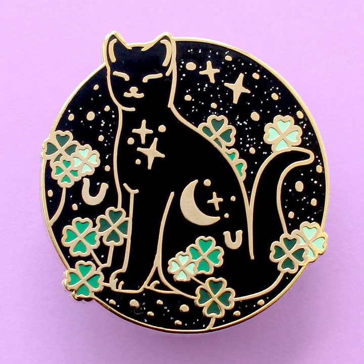 Good Luck Cat Enamel Pin for wholesale by Glitter Punk