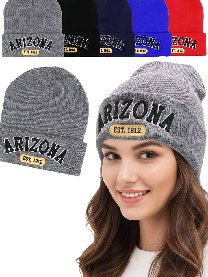 Bonnet en acrylique à revers brodé avec écusson Arizona pour la vente par Cap Zone