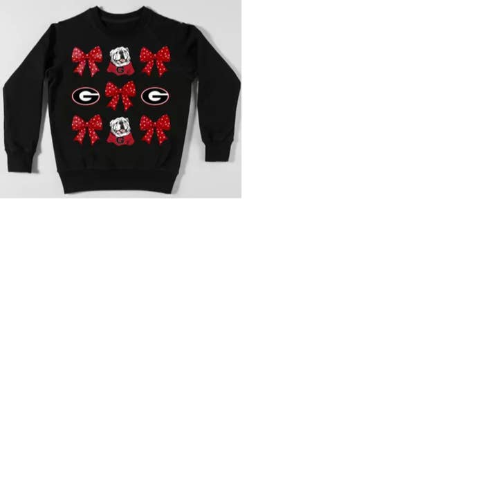 Georgia Bulldog with bows sweatshirts for wholesale by Southern Designs & Home Decor