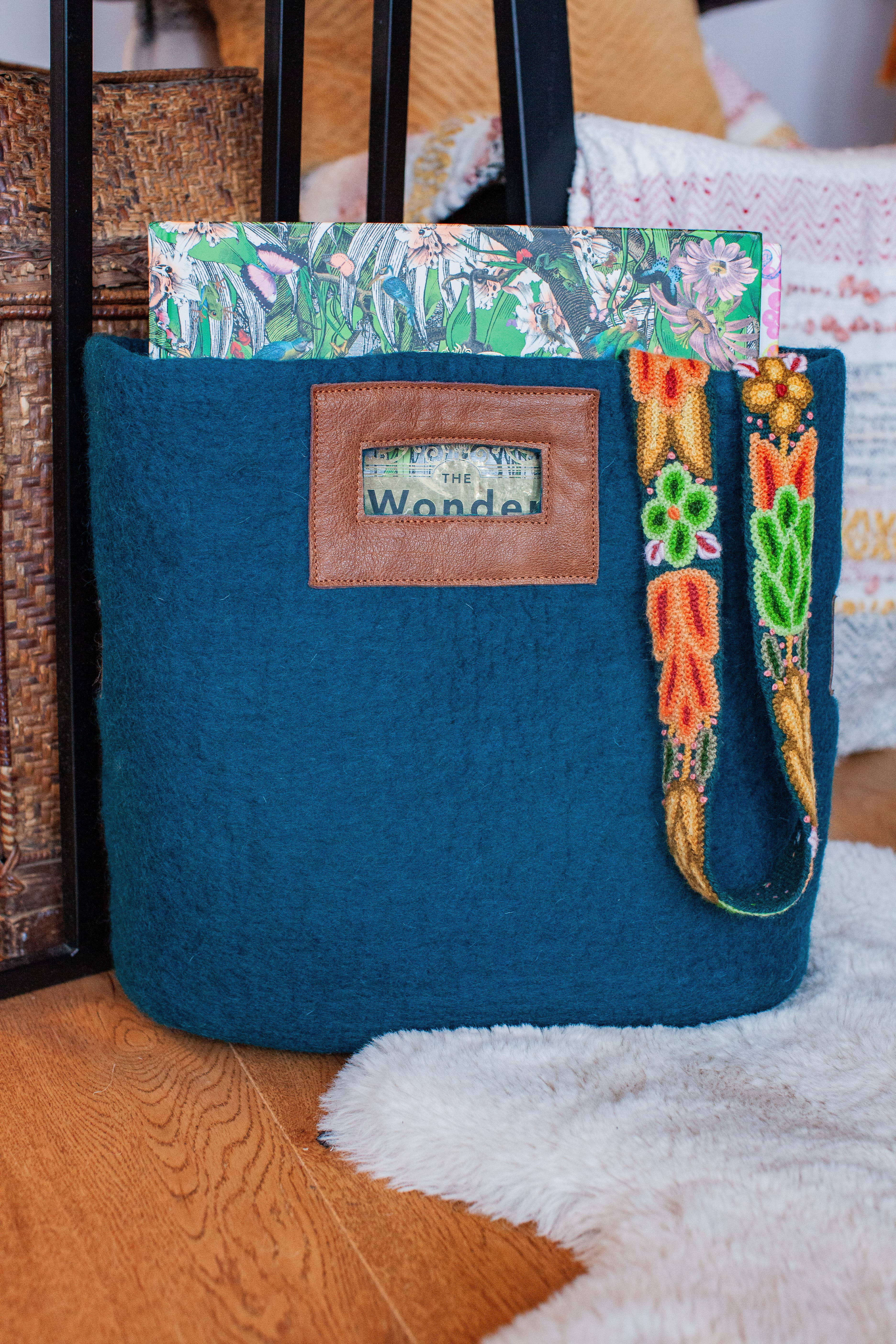 Fibres of Life - Wool & Felt - Wholesale Tote Bag - Women's - Felt & Leather Tote w/ Strap | Crossbody Bag | Wool Tote Bag13