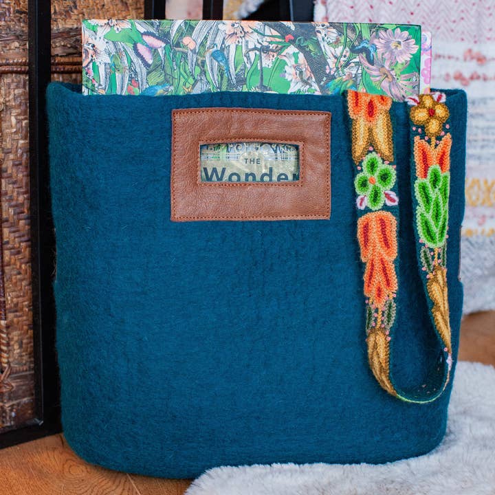 Fibres of Life - Wool & Felt - Wholesale Tote Bag - Women's - Felt & Leather Tote w/ Strap | Crossbody Bag | Wool Tote Bag13