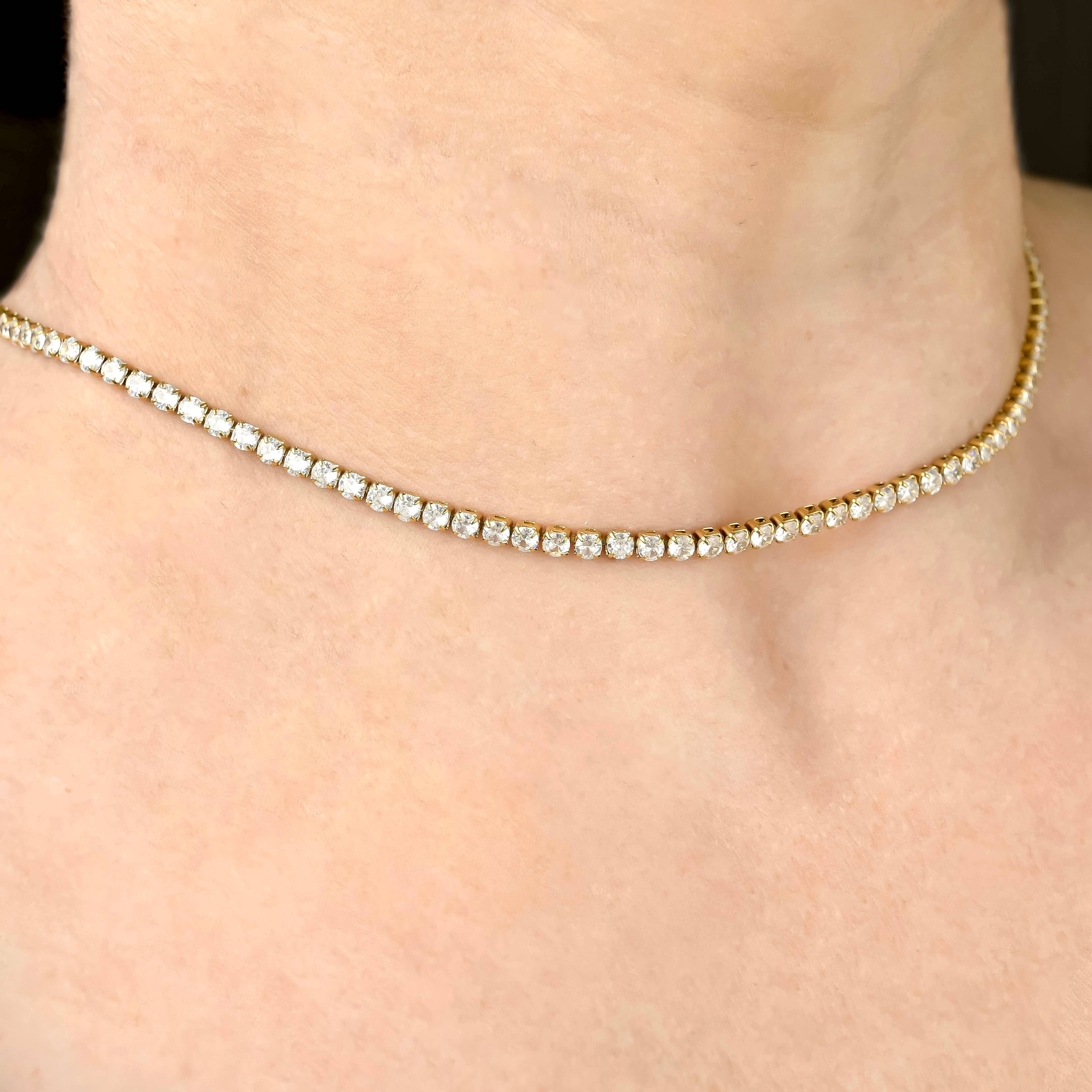 Blueyejewelry - Wholesale Link & Chain Necklace - Tennis Chain Necklace - Waterproof 18k Gold Diamond Choker6