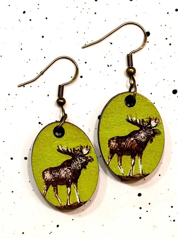 Boucles d'oreilles pendantes en bois élan d'Alaska Cadeau vie marine, Alaska pour la vente par Ak Daisy Chain