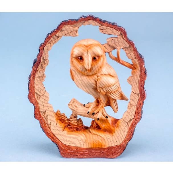 Nauticalia - Vendita all'ingrosso Decorazioni da tavolo - Gufo in tronco intagliato effetto legno, 18 cm0