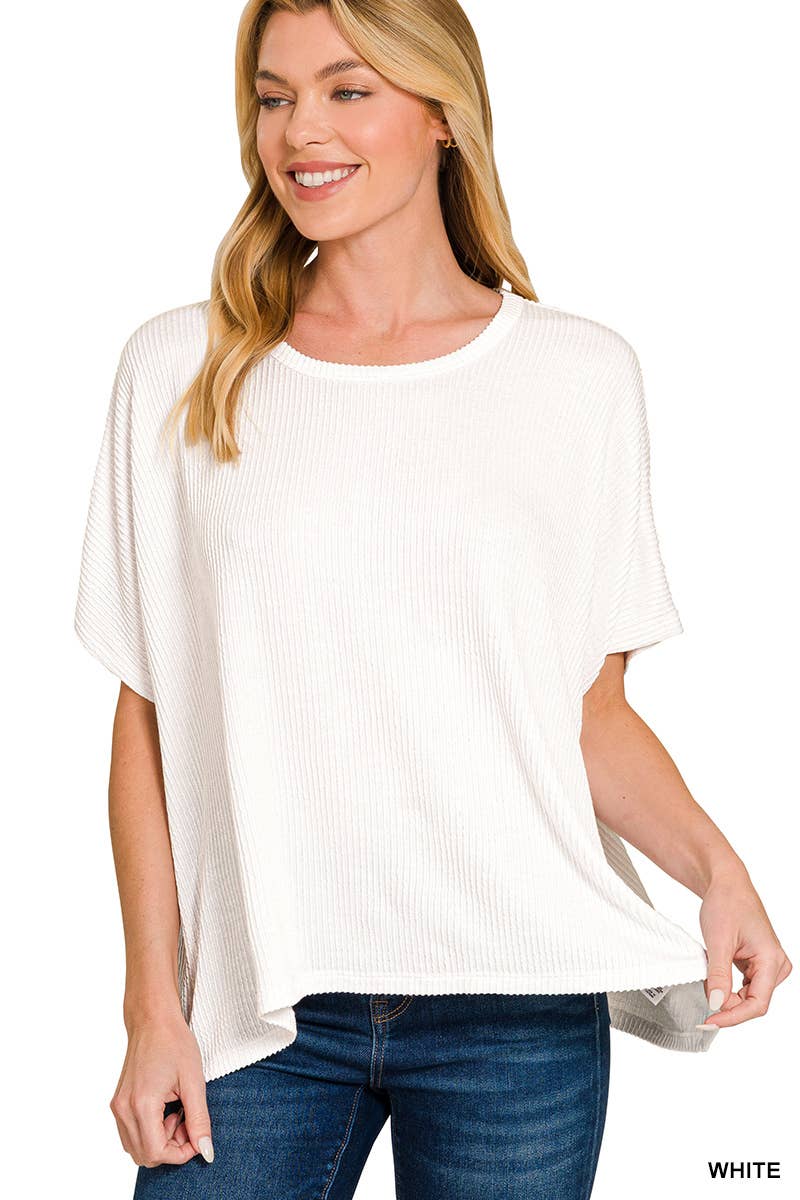 Vanilla Monkey - Wholesale Gebreide top - Dames - Oversized top met korte mouwen en geribbelde strepen20