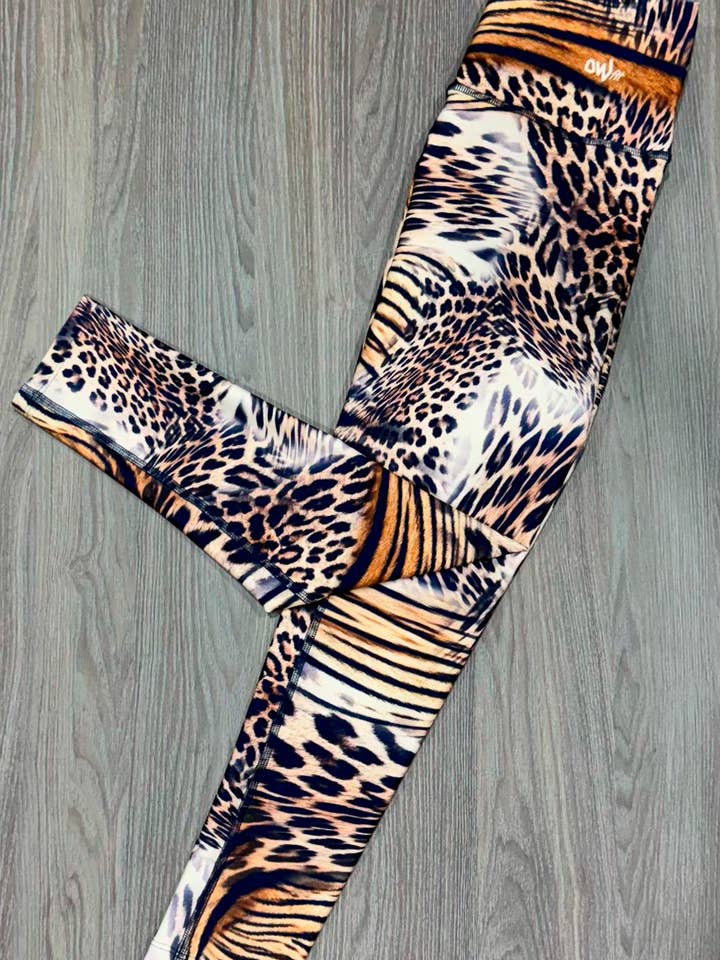 Leggings OWfit Leopardo Rosa por atacado de Owfit