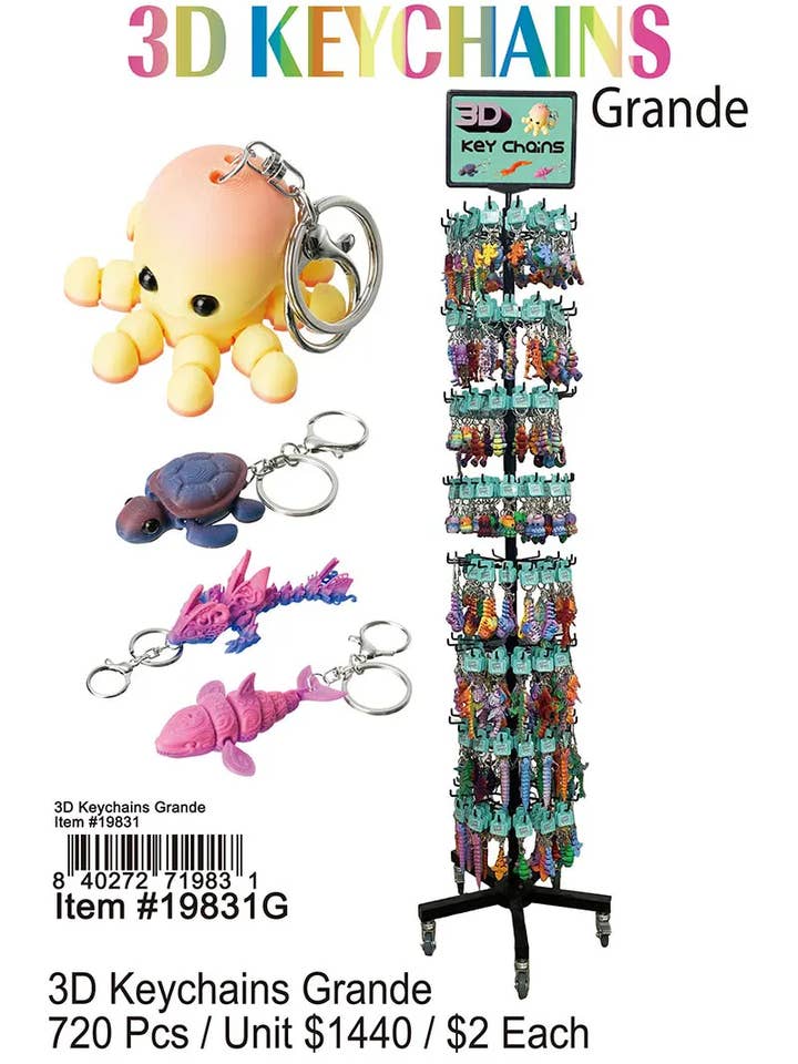 3D Keychains Grande . for wholesale by Puka Creations