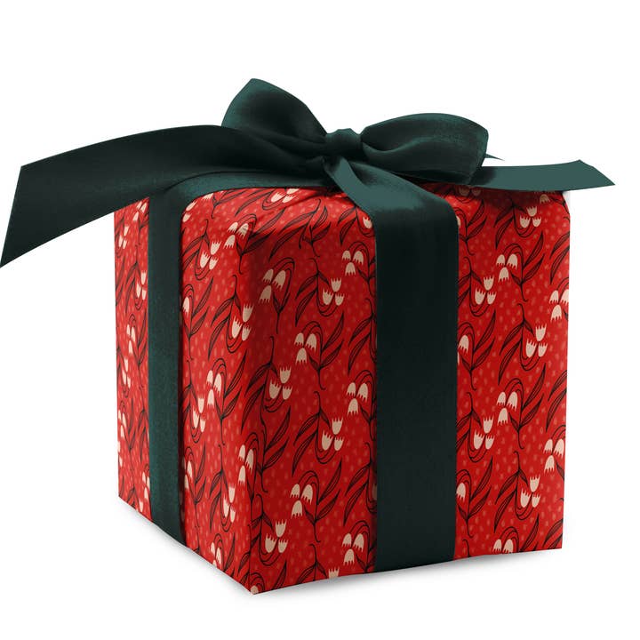 Dosado Red Wrapping Paper – Floral Gift Wrap (1 Sheet) for wholesale by Rebecca Jane Woolbright