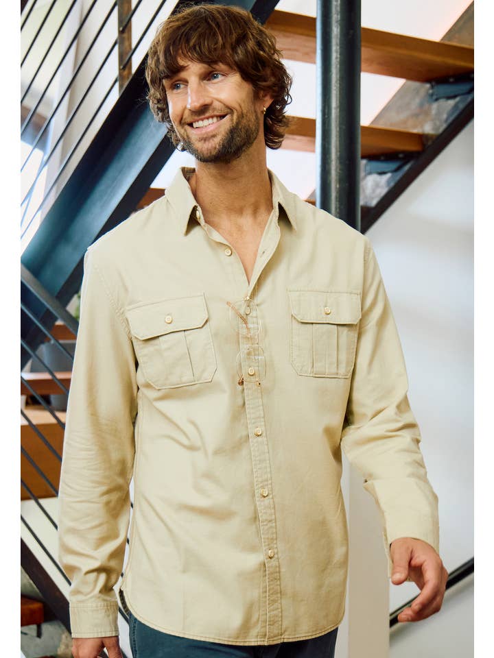 Barry Utility Shirt - Khaki for wholesale on Faire