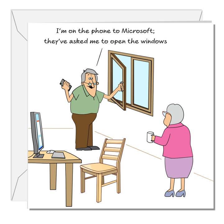 Divertente biglietto di compleanno per la festa del papà, 60° compleanno, papà, nonno, zio, amico maschio, comico, divertente al computer per la vendita all'ingrosso da parte di Swizzoo Cards