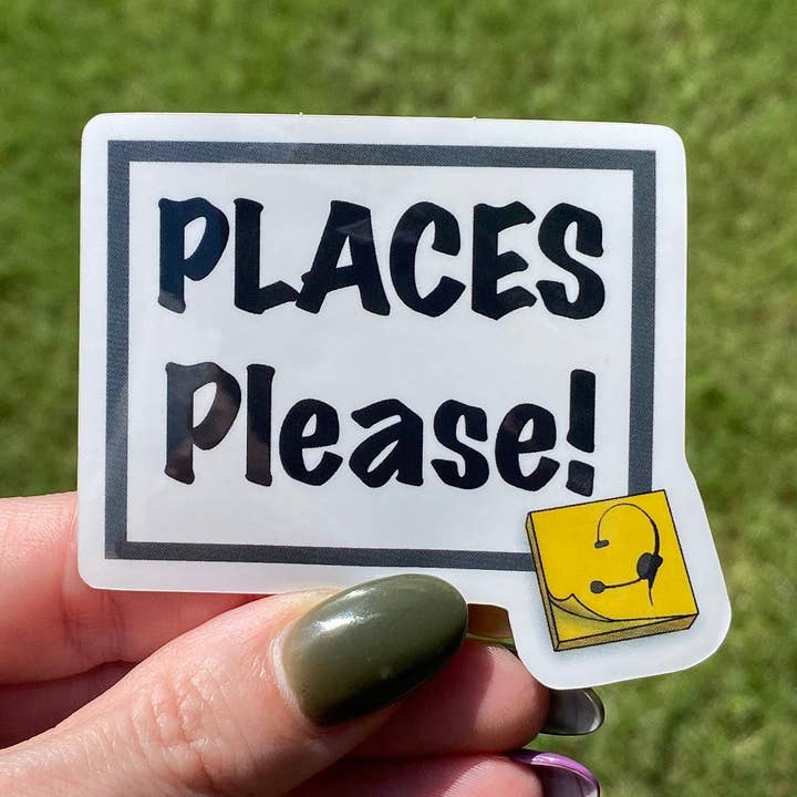 Pegatina de vinilo "Lugares, por favor" de gestión de escenario para venta al por mayor de Lucky Ladybug labs