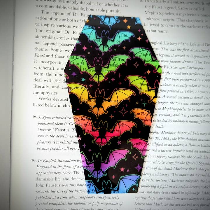 Clear Bookmark - Rainbow Bats Pastel Gothic for wholesale by Dark Veinlet