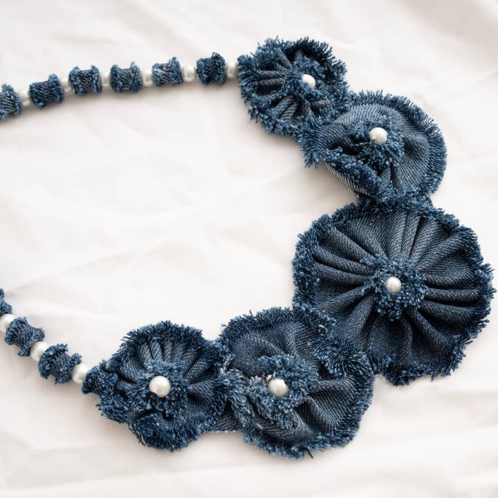 Necklace Handmade Boho Denim Necklace and Bracelet set for wholesale by Hadi Craft