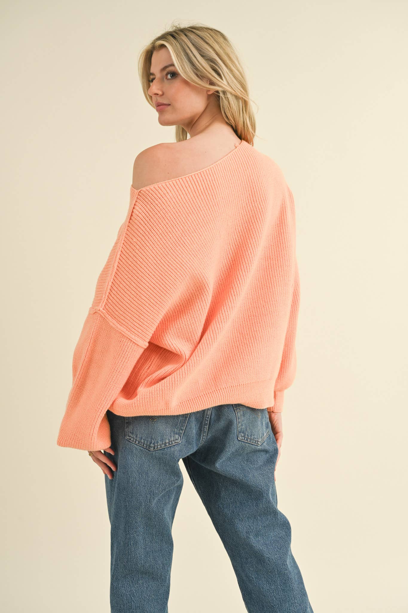 &MERCI - Wholesale Knit Sweater - Women's - BOAT NECK BUBBLE SLEEVE SWEATER MSW814734