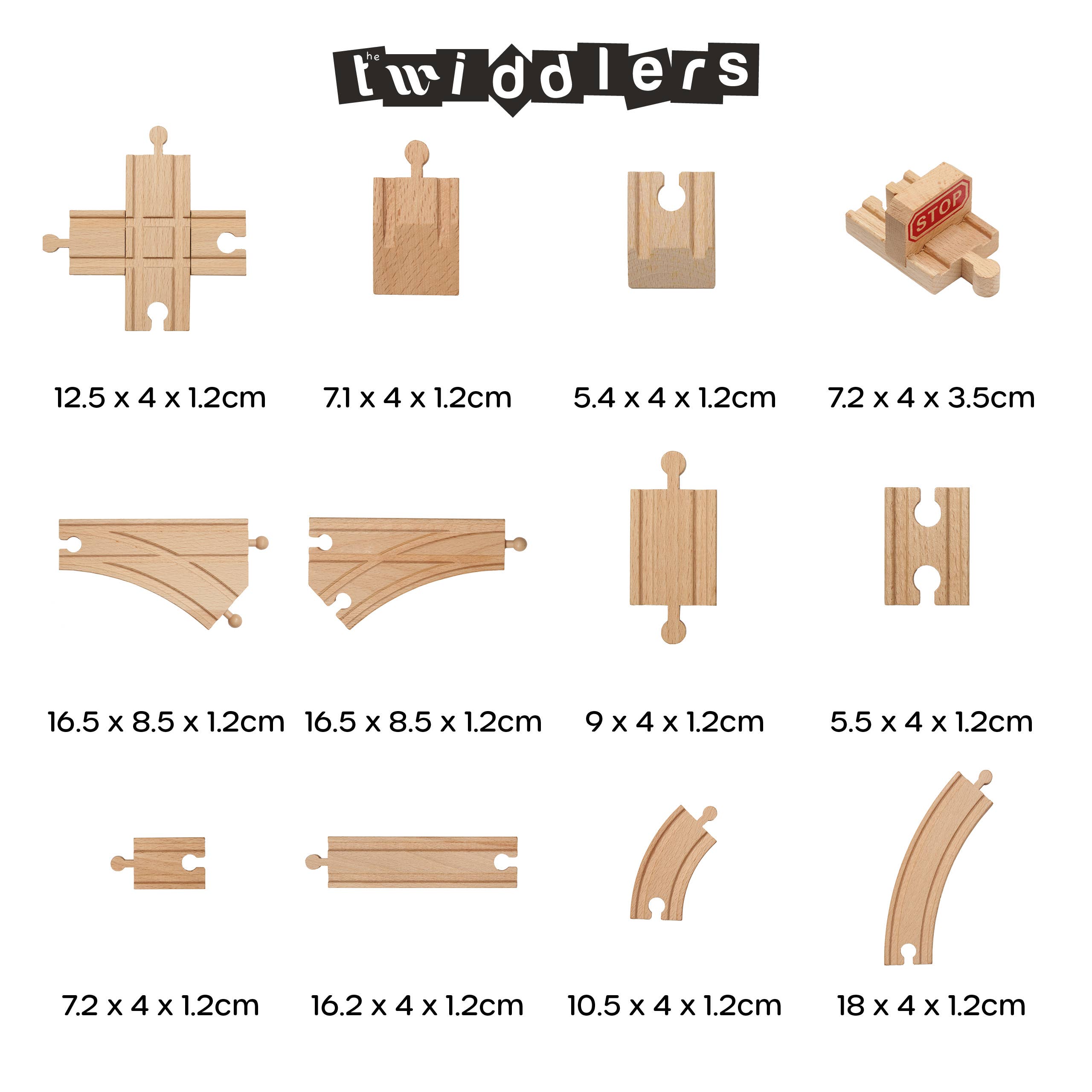 The Twiddlers – Brinquedo de madeira - Crianças por atacado – Conjunto de 64 Peças de Trilhos de Trem de Madeira4