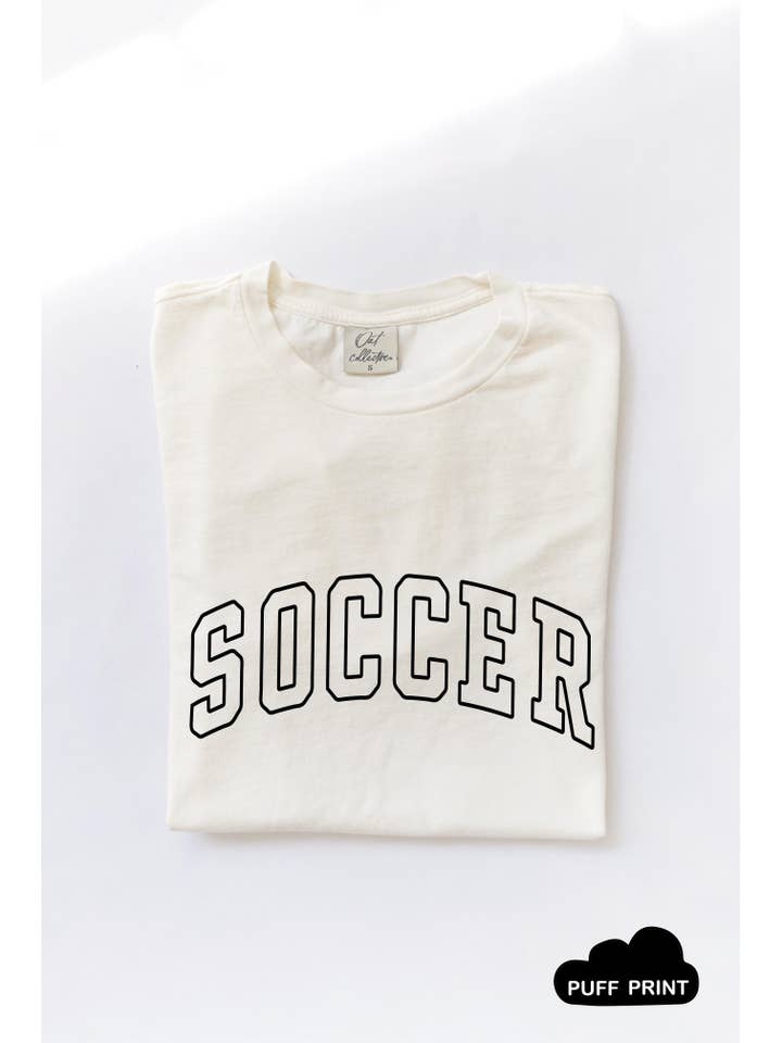 OAT COLLECTIVE - Wholesale Screen printed t-shirt – Women′s - SOCCER Puff Graphic Mineral Washed Graphic Top1