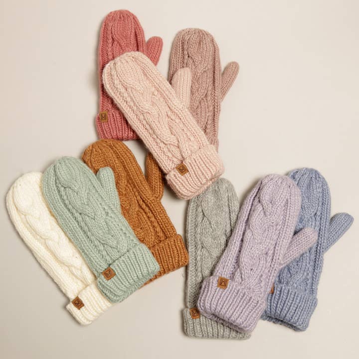 Fashion City - Wholesale Mittens - Women's - Winter Gloves Cable Knit Mittens with Fleece Lined13