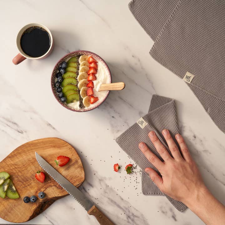 Wild and Stone – toalha de cozinha por atacado – Panos de prato - 100% algodão orgânico - Dove Grey2