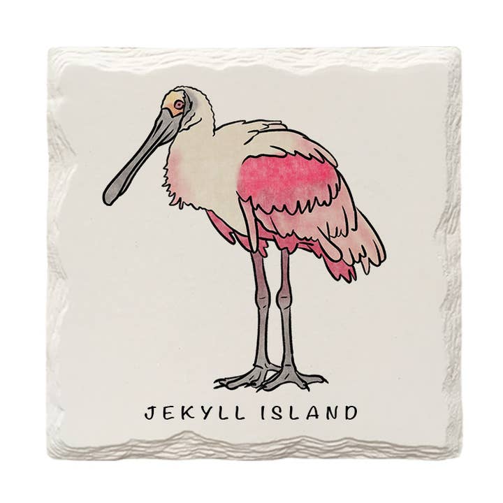 Customizable Roseate Spoonbill | Hand-Drawn | Drink Coaster for wholesale by The Doodle Brand