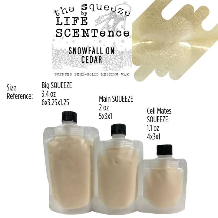 Snowfall on Cedar Squeeze Wax Melt 3 Sizes Available for wholesale by Life SCENTence