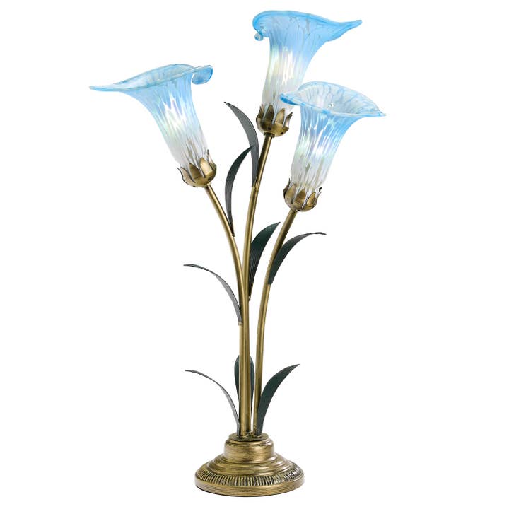 River of Goods - Wholesale Accent/Desk Lamp - 23.5"H Blue 3 Shade Handblown Glass Calla Lily Table Lamp7