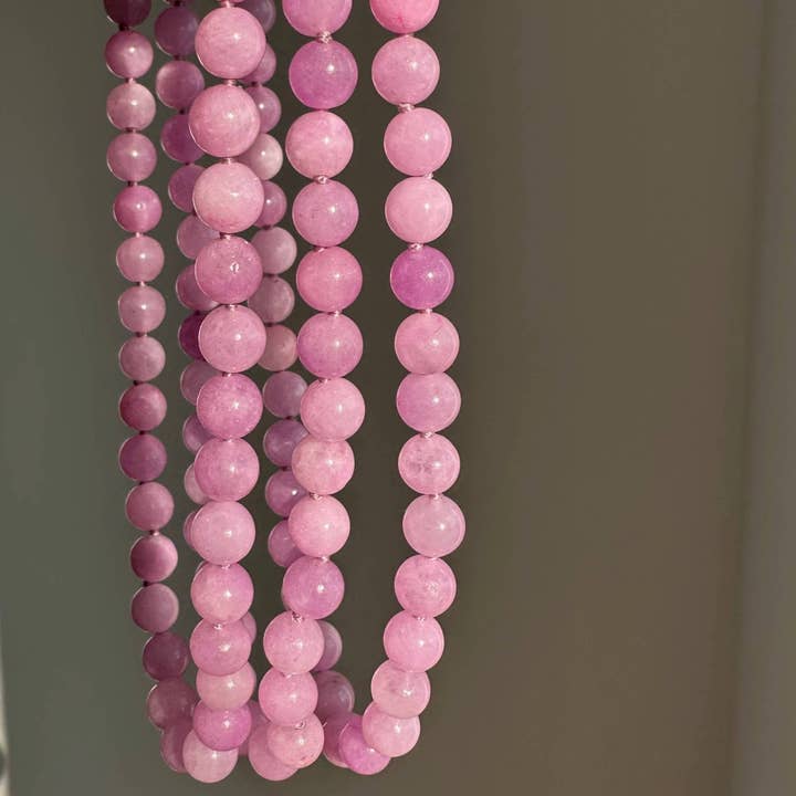 Jade Necklace | Pink Lavender | Summer Clasp Necklace for wholesale by Anokhi Green | Handmade Gemstone Jewelry