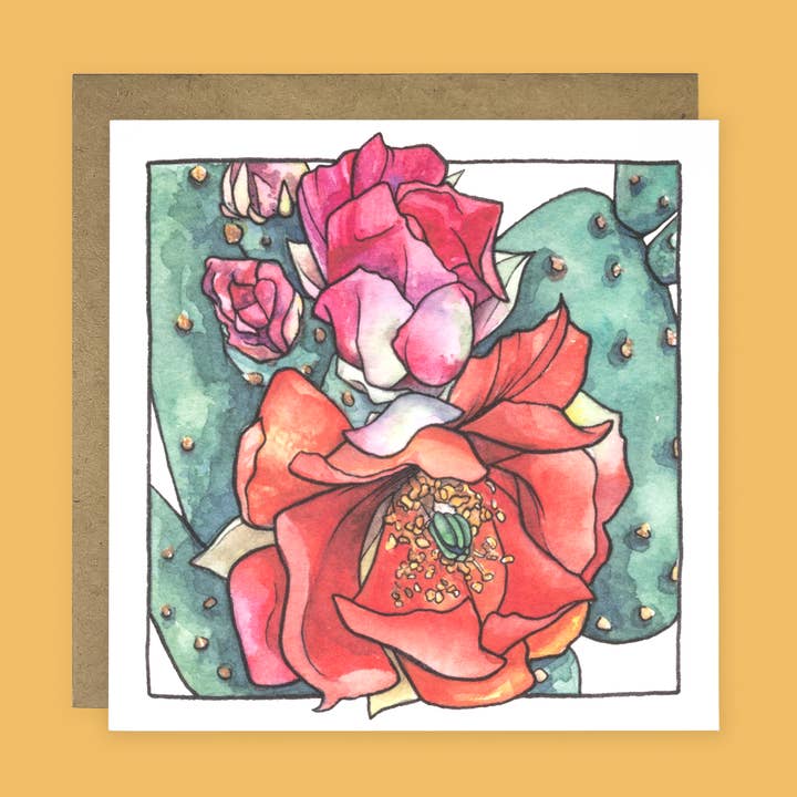 Prickly Pear | Desert Bloom 5"x5" wenskaart voor wholesale door Cacti Oasis©