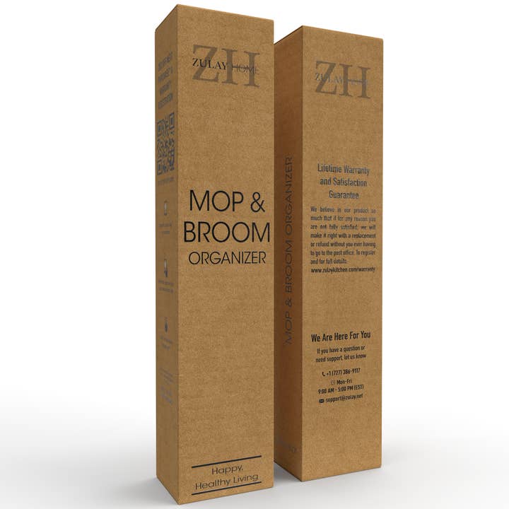 Zulay Kitchen - Wholesale Wall Hook - Mop and Broom Organizer Wall Mount 5 Slots1