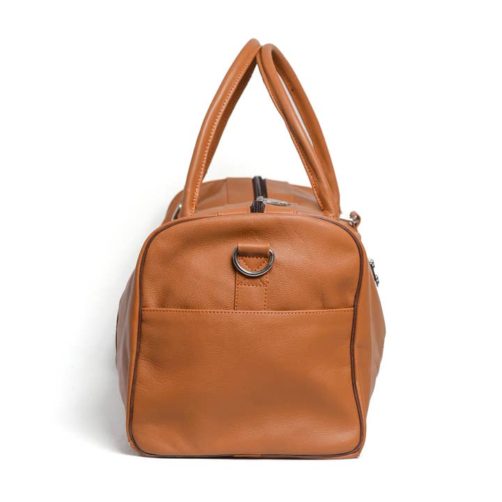 Hammi Leathers - Wholesale Weekender Bag - Unisex - Camel Brown Finished Leather Duffle Bag – Spacious & Durable4
