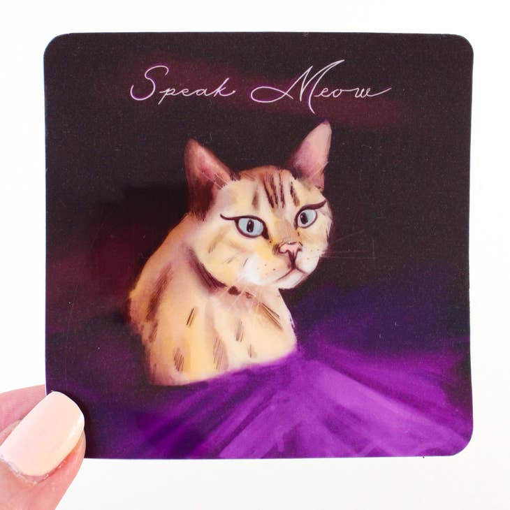 Amy Hartelust Art and Illustration - Wholesale Sticker - Speak Meow Cat Vinyl Sticker