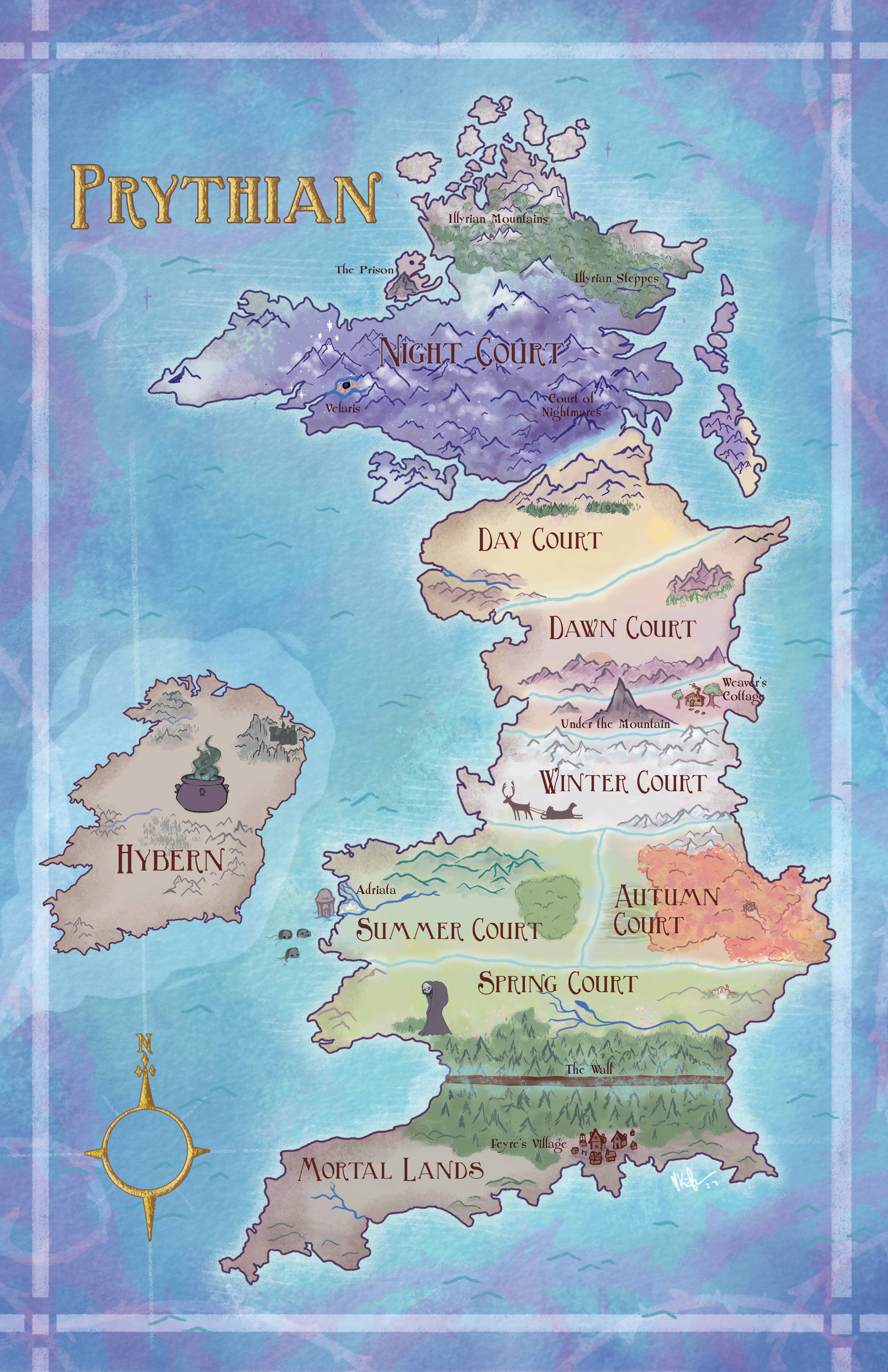 Awkward Affections – wholesale Art print – Prythian Map // Fantasy Landscapes // ACOTAR // Book Art0
