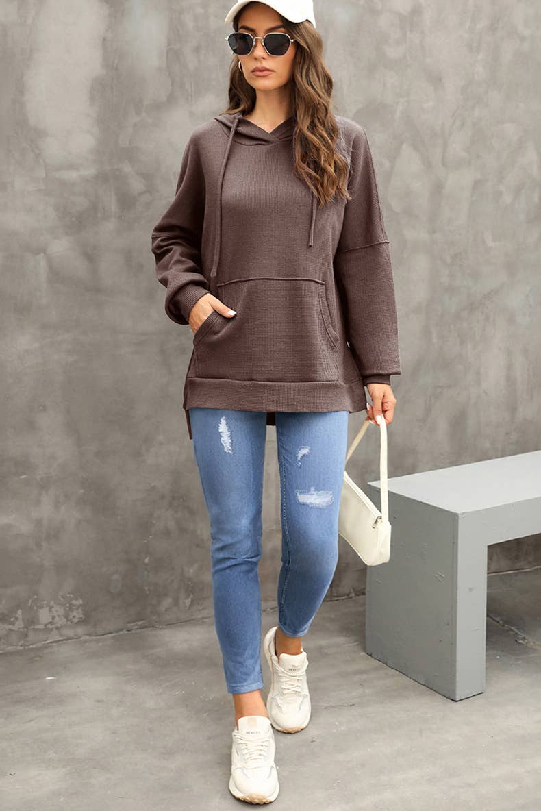 Lily Clothing - Wholesale Hoodie - Women's - CASUAL TEXTURED HOODIE WITH LARGE POCKET HOODIE6