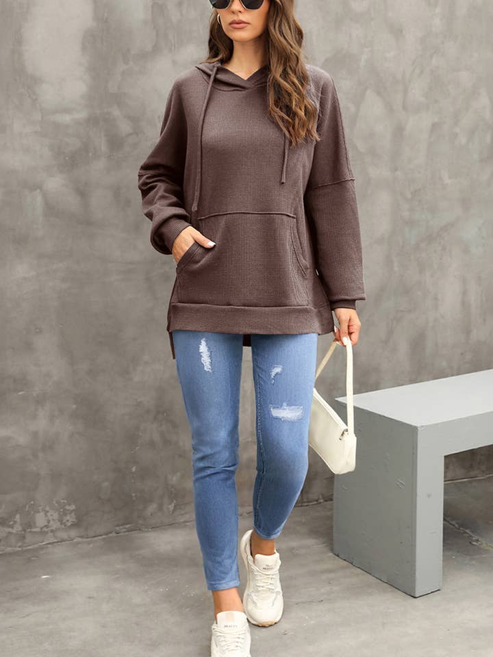 Lily Clothing - Wholesale Hoodie - Women's - CASUAL TEXTURED HOODIE WITH LARGE POCKET HOODIE6