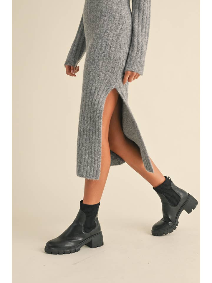 Klesis - Wholesale Dress - Women's - ID8811 COLLAR SWEATER MIDI DRESS WITH LONG SLEEVES8