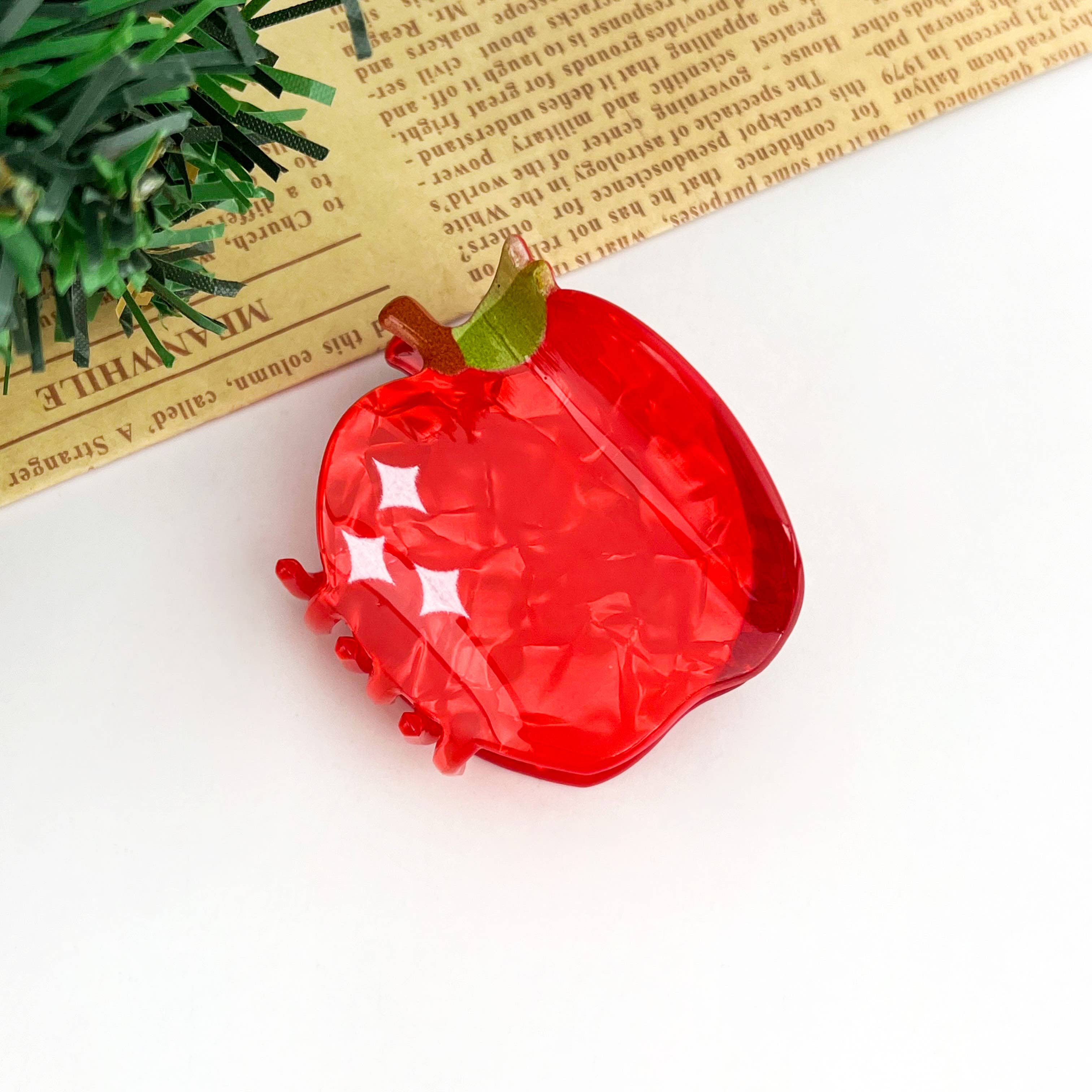 TheDivaSoap - Wholesale Hair Clip - Women's - 1.97'' Red Apple Hair Claw Clip, Christmas Holiday Hair Clip0