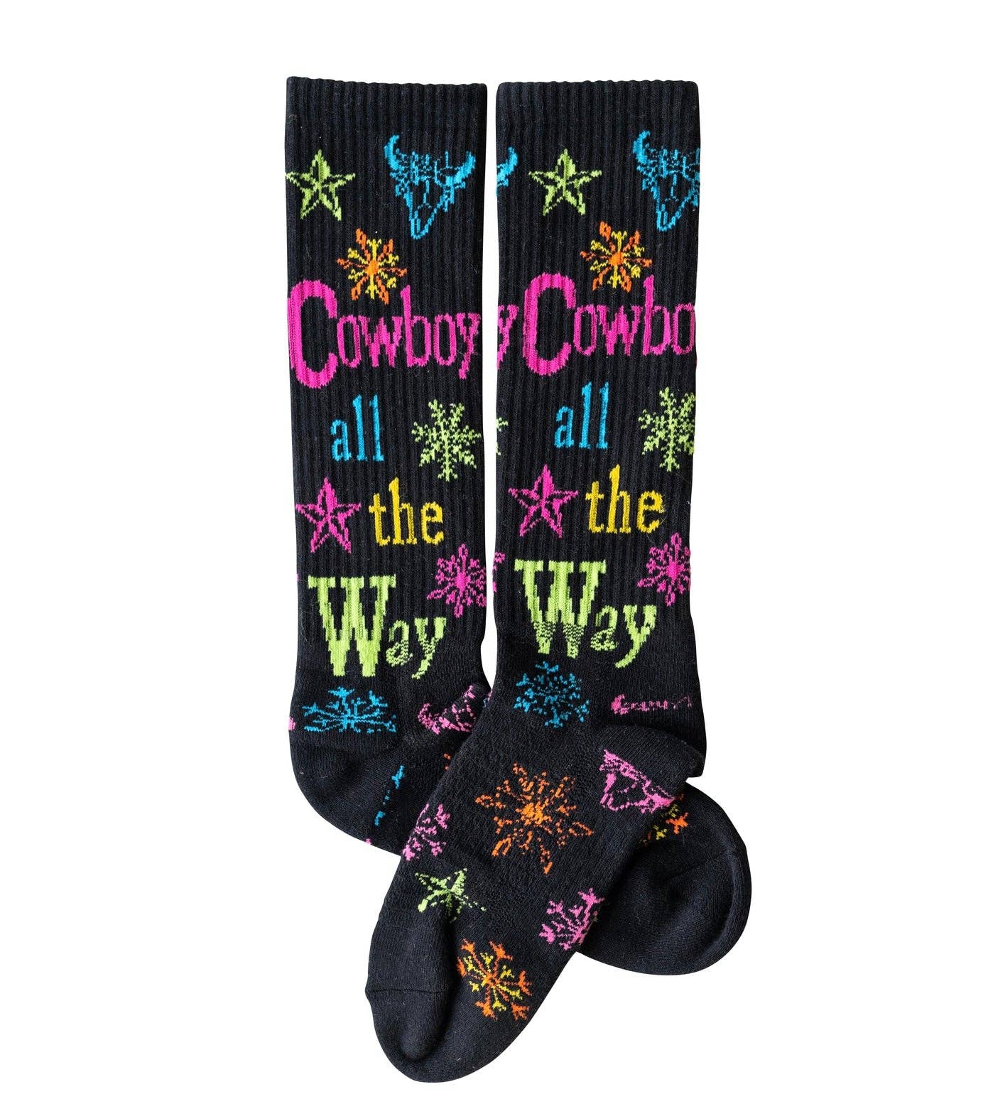 Lucky Chuck - Wholesale Socks - Unisex - Cowboy all the Way Black Performance Socks